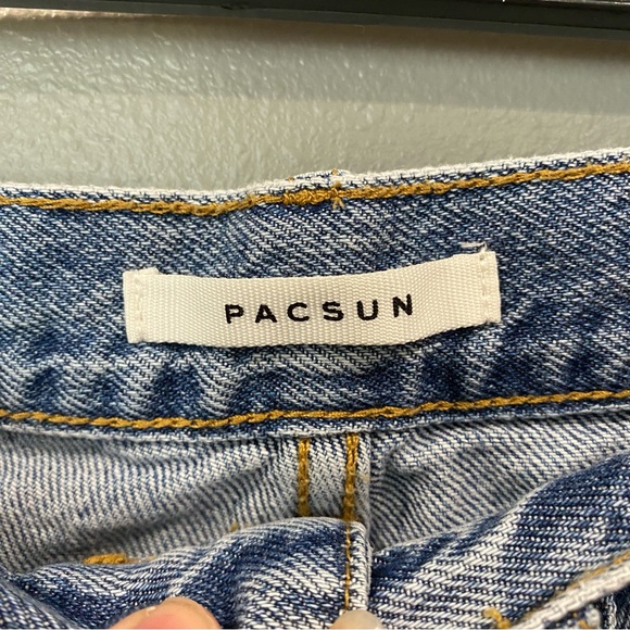 Pacsun Dad Jean High Rise Full Length Flare Ankle Side Slits Medium Wash 27 - Picture 5 of 11
